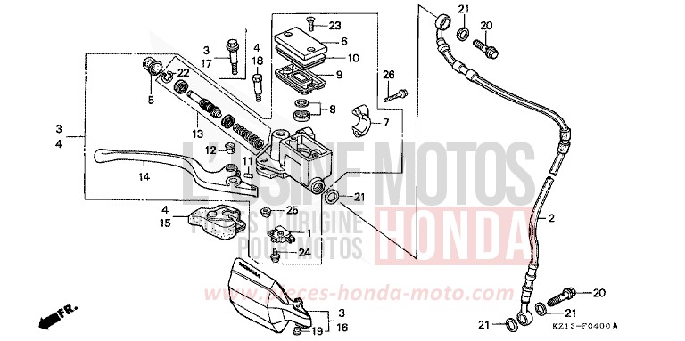 FR. BRAKE MASTER CYLINDER (RN) for XR250R SHASTA WHITE (NH138H) from 1992
