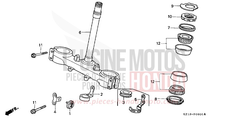 STEERING STEM for XR250R SHASTA WHITE (NH138H) from 1992