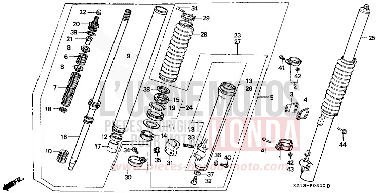 FRONT FORK for XR250R SHASTA WHITE (NH138H) from 1992