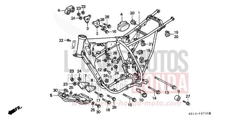 FRAME BODY for XR250R SHASTA WHITE (NH138H) from 1992