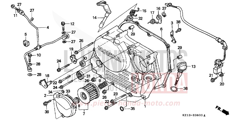 RIGHT CRANKCASE COVER for XR250R SHASTA WHITE (NH138H) from 1993