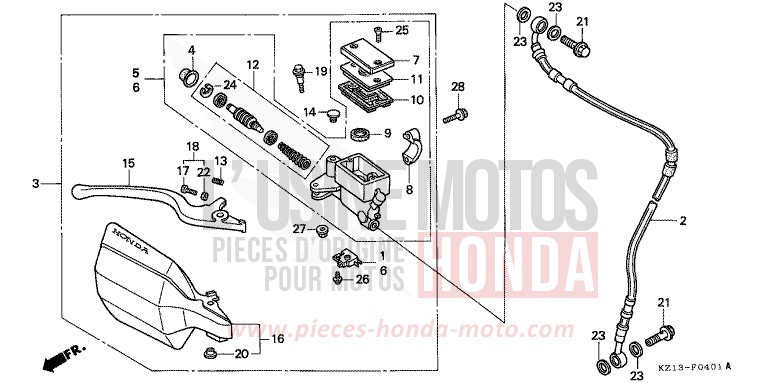 FR. BRAKE MASTER CYLINDER (RP/RR) for XR250R SHASTA WHITE (NH138H) from 1993