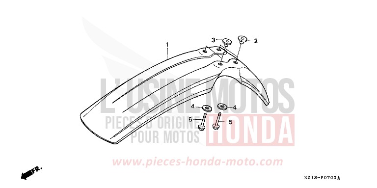 FRONT FENDER for XR250R SHASTA WHITE (NH138H) from 1993