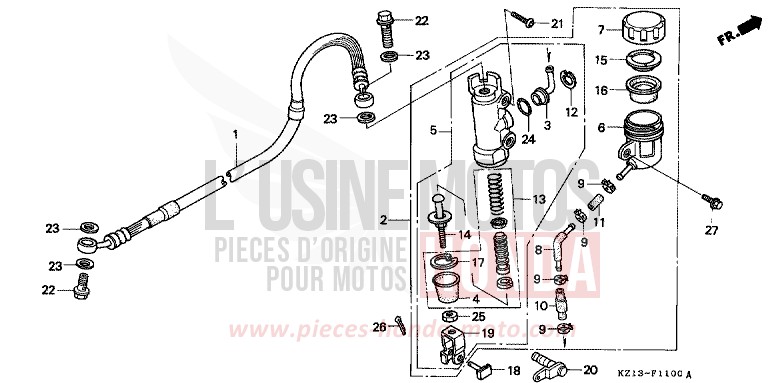 REAR BRAKE MASTER CYLINDER for XR250R SHASTA WHITE (NH138H) from 1993