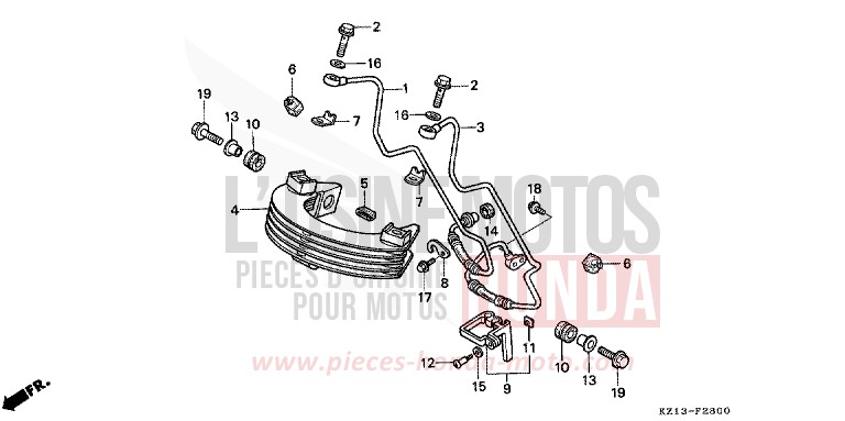 OIL COOLER for XR250R SHASTA WHITE (NH138H) from 1993