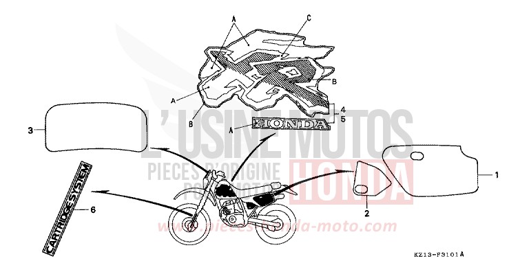 MARK (RP) for XR250R SHASTA WHITE (NH138H) from 1993