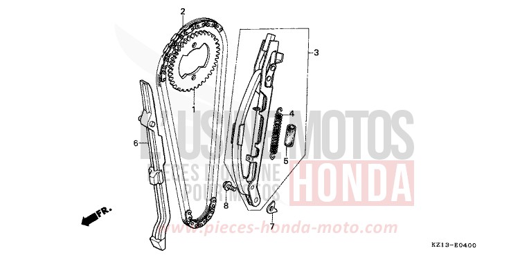 CAM CHAIN/TENSIONER for XR250R SHASTA WHITE (NH138H) from 1994