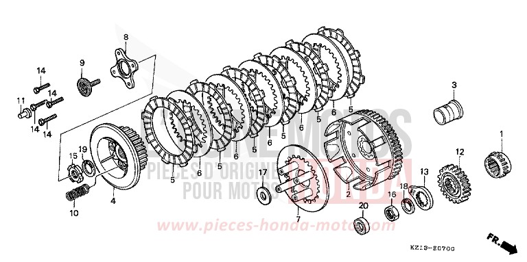 CLUTCH for XR250R SHASTA WHITE (NH138H) from 1994