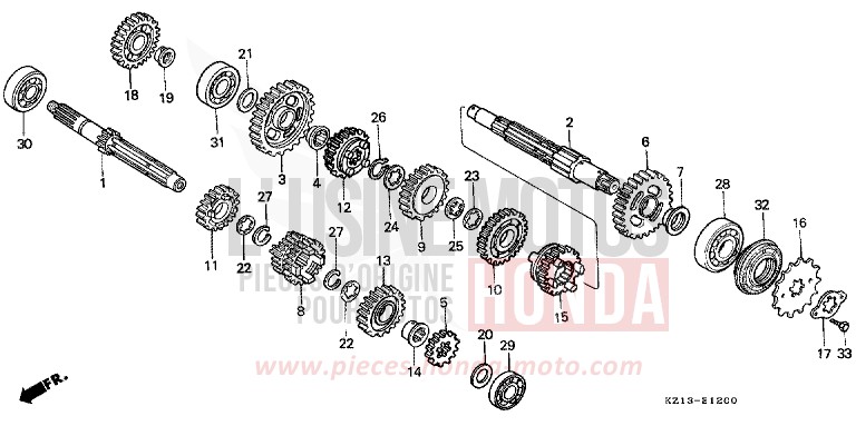 TRANSMISSION for XR250R SHASTA WHITE (NH138H) from 1994