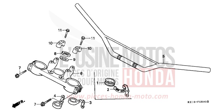 HANDLE PIPE/TOP BRIDGE for XR250R SHASTA WHITE (NH138H) from 1994