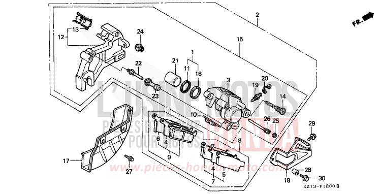 REAR BRAKE CALIPER for XR250R SHASTA WHITE (NH138H) from 1994
