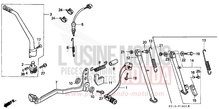 PEDAL/KICK STARTER ARM for XR250R SHASTA WHITE (NH138H) from 1994