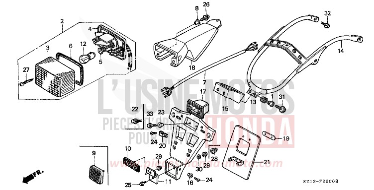 TAILLIGHT (B/DK/ED/U) for XR250R SHASTA WHITE (NH138H) from 1994