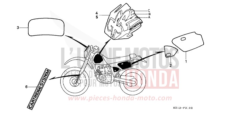 MARK (RR) for XR250R SHASTA WHITE (NH138H) from 1994