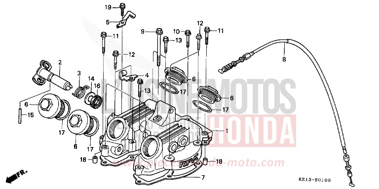CYLINDER HEAD COVER for XR250R SHASTA WHITE (NH138H) from 1995