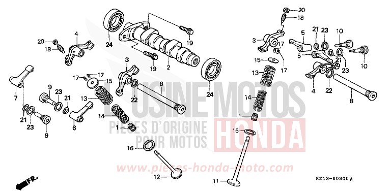 CAMSHAFT/VALVE for XR250R SHASTA WHITE (NH138H) from 1995