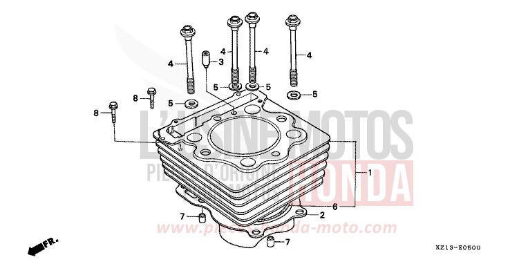 CYLINDER for XR250R SHASTA WHITE (NH138H) from 1995