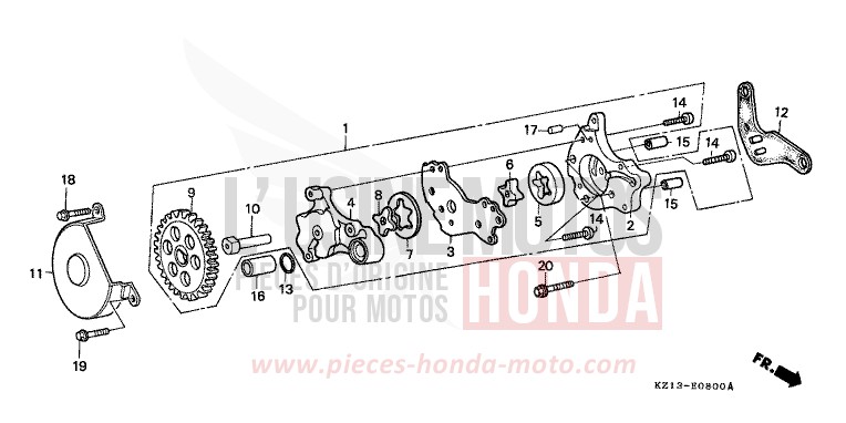 OIL PUMP for XR250R SHASTA WHITE (NH138H) from 1995