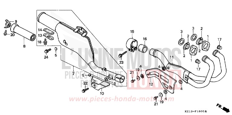 EXHAUST MUFFLER for XR250R SHASTA WHITE (NH138H) from 1995