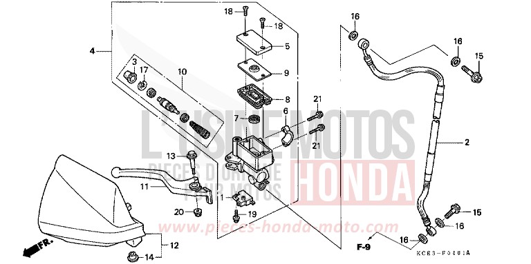FR. BRAKE MASTER CYLINDER (CL/DK/ED/U) for XR250R ROSS WHITE (NH196) from 1997
