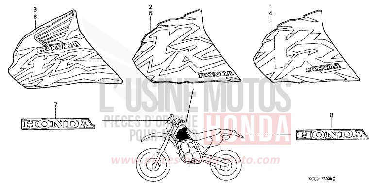 MARK (XR250RT/V/W) for XR250R ROSS WHITE (NH196) from 1997
