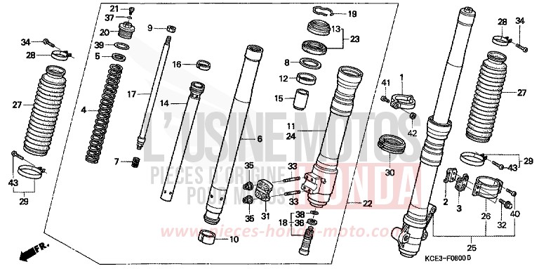FRONT FORK for XR250R ROSS WHITE (NH196) from 1999