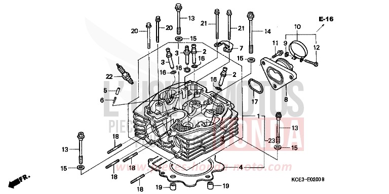 CYLINDER HEAD for XR250R FIGHTING RED (R134) from 2000