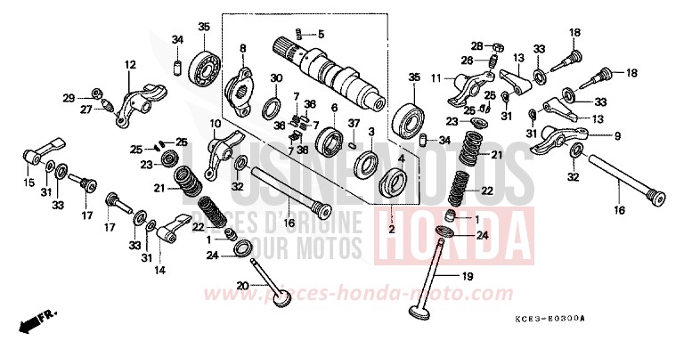 CAMSHAFT/VALVE for XR250R FIGHTING RED (R134) from 2000
