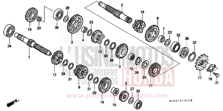TRASMISSIONE per XR250R FIGHTING RED (R134) del 2000