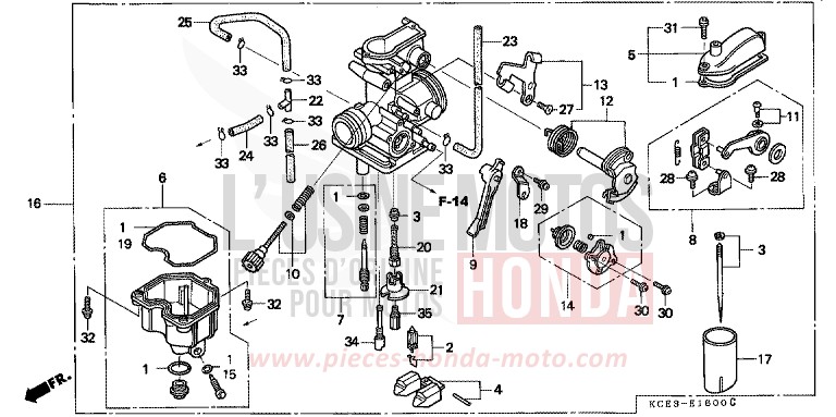 CARBURATORE per XR250R FIGHTING RED (R134) del 2000