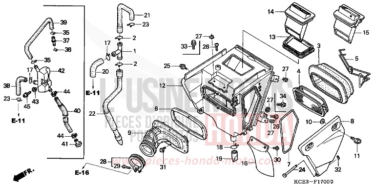 AIR CLEANER for XR250R FIGHTING RED (R134) from 2000