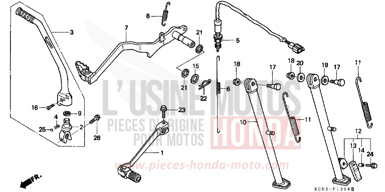 PEDAL/KICK STARTER ARM for XR250R FIGHTING RED (R134) from 2000