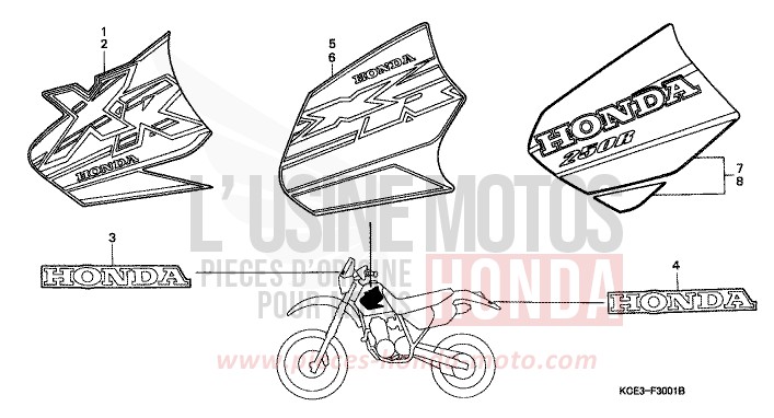 MARK (XR250RX/Y/1) for XR250R FIGHTING RED (R134) from 2000