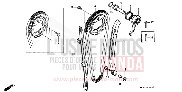 CAM CHAIN/TENSIONER for XR600R SHASTA WHITE (NH138H) from 1991