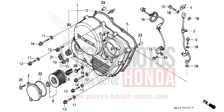 RIGHT CRANKCASE COVER for XR600R SHASTA WHITE (NH138H) from 1991