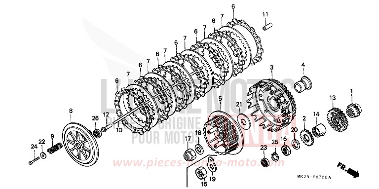 CLUTCH for XR600R SHASTA WHITE (NH138H) from 1991