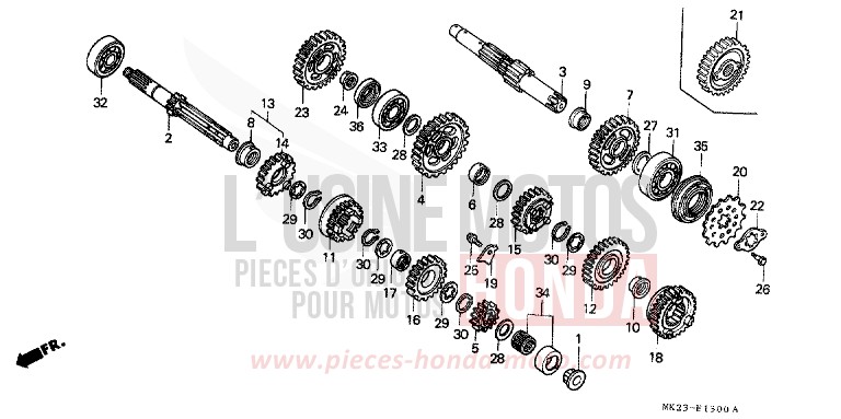 TRANSMISSION for XR600R SHASTA WHITE (NH138H) from 1991