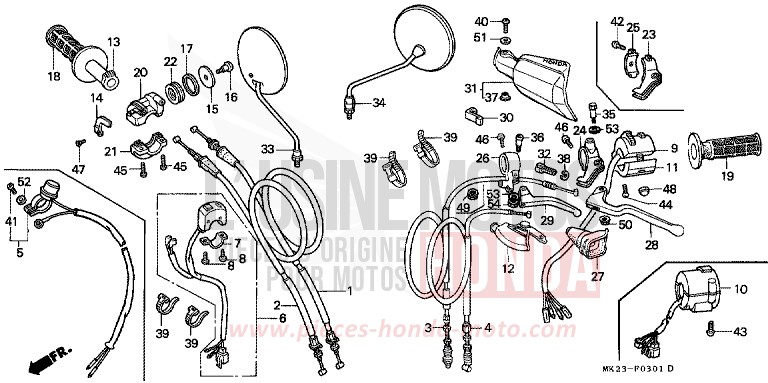 HANDLE LEVER/SWITCH/ CABLE for XR600R SHASTA WHITE (NH138H) from 1991