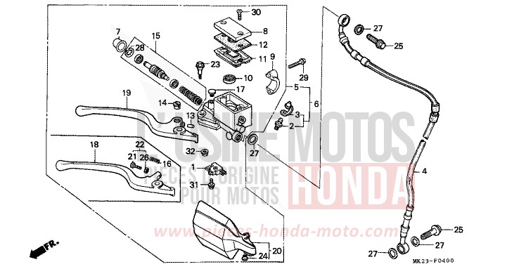 FR. BRAKE MASTER CYLINDER for XR600R SHASTA WHITE (NH138H) from 1991