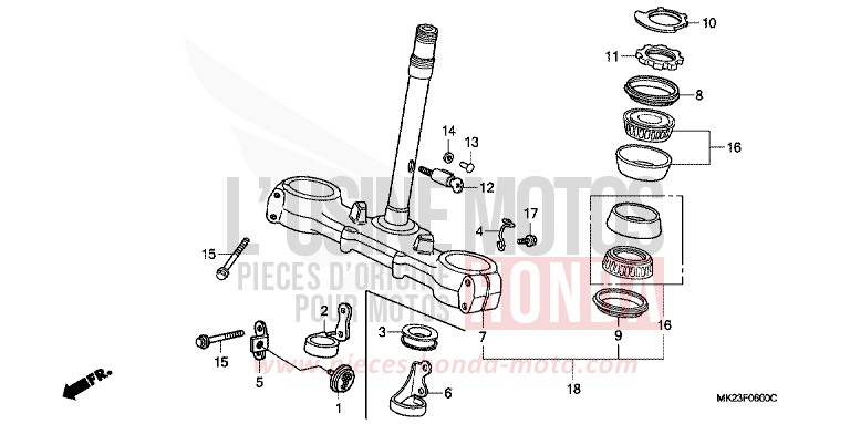 STEERING STEM for XR600R SHASTA WHITE (NH138H) from 1991