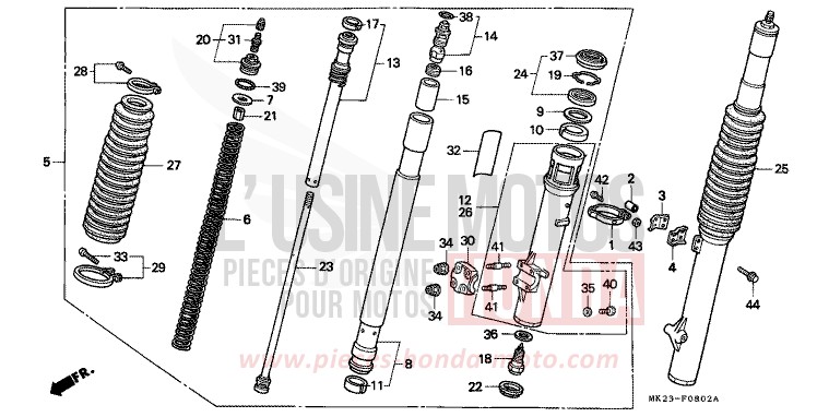 FRONT FORK for XR600R SHASTA WHITE (NH138H) from 1991