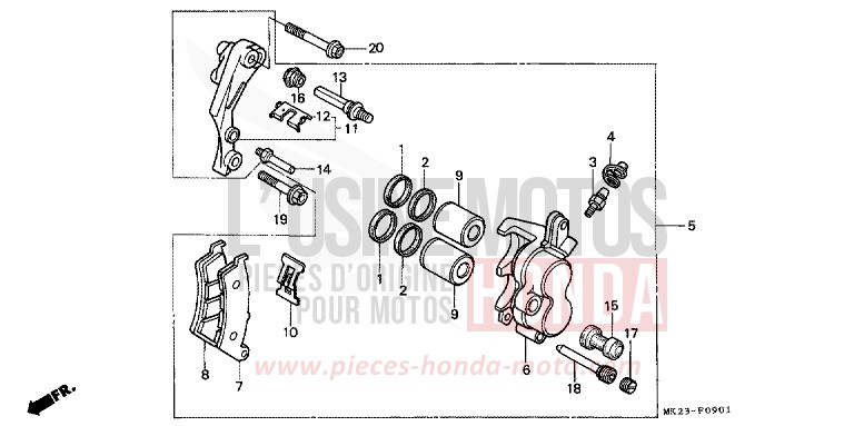 FRONT BRAKE CALIPER for XR600R SHASTA WHITE (NH138H) from 1991
