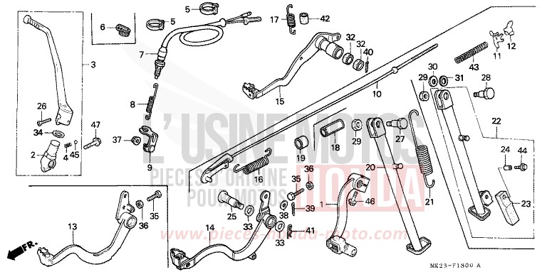 BRAKE PEDAL/CHANGE PEDAL/SIDE STAND for XR600R SHASTA WHITE (NH138H) from 1991