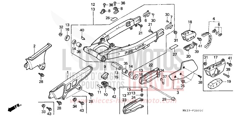 REAR FORK/CHAIN CASE for XR600R SHASTA WHITE (NH138H) from 1991