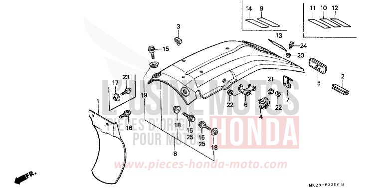 REAR FENDER for XR600R SHASTA WHITE (NH138H) from 1991