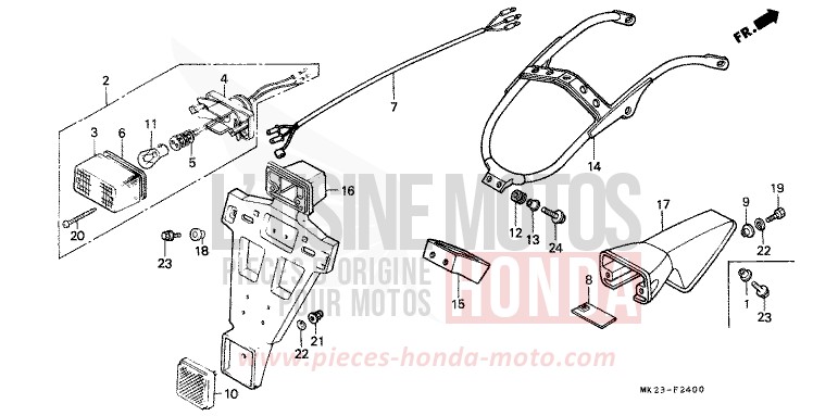 TAILLIGHT for XR600R SHASTA WHITE (NH138H) from 1991
