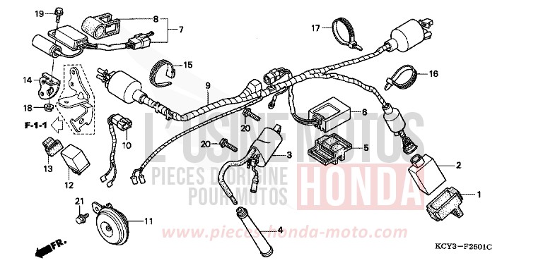 WIRE HARNESS/ IGNITION COIL (DK/ED/U) for XR400R FIGHTING RED (R134) from 2001