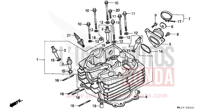 CYLINDER HEAD for XR600R SHASTA WHITE (NH138H) from 1992