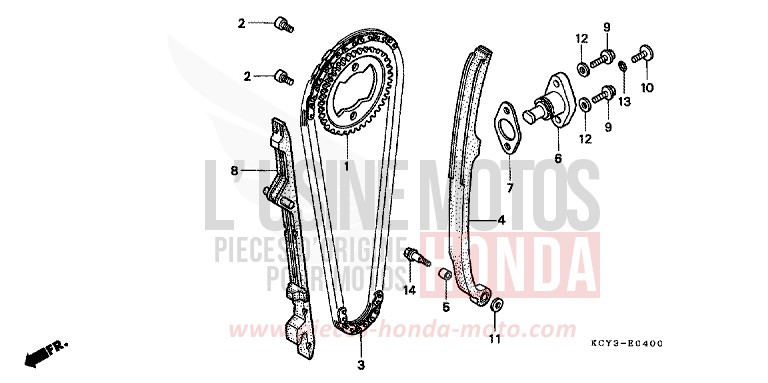 CAM CHAIN/TENSIONER for XR400R FIGHTING RED (R134) from 2002