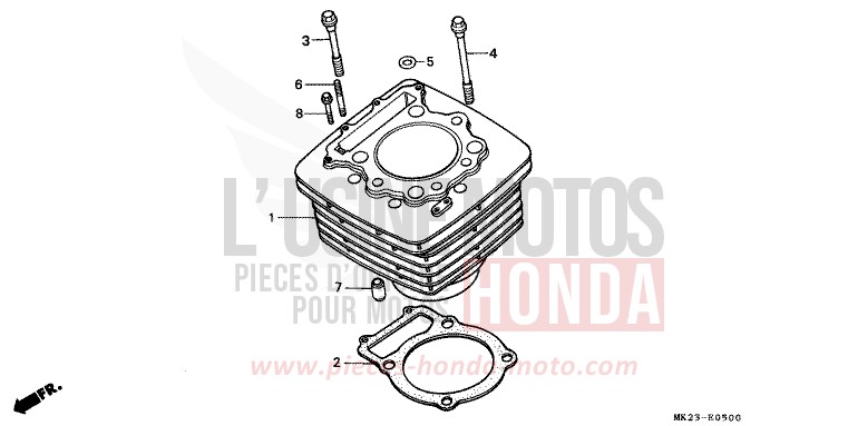 CYLINDER for XR600R SHASTA WHITE (NH138H) from 1992